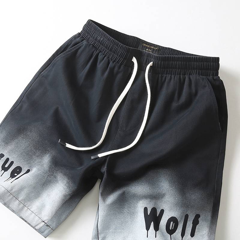 American tide men's shorts in summer thin loose men's five -point pants summer cotton cotton gradient wearing horse pants men's models