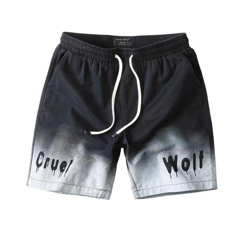 American tide men's shorts in summer thin loose men's five -point pants summer cotton cotton gradient wearing horse pants men's models