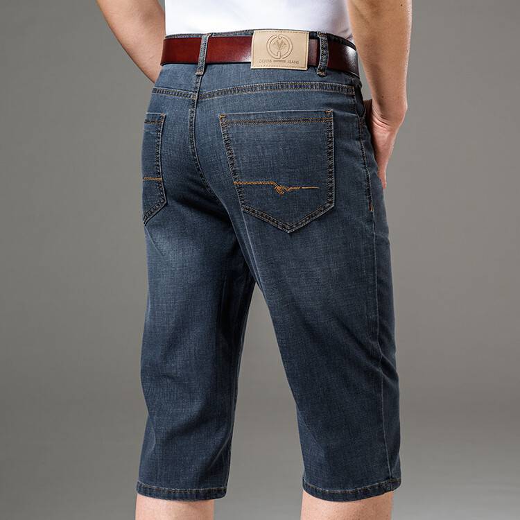Summer thin men's denim shorts, men's casual loose ice silk straight pants pants pants pants