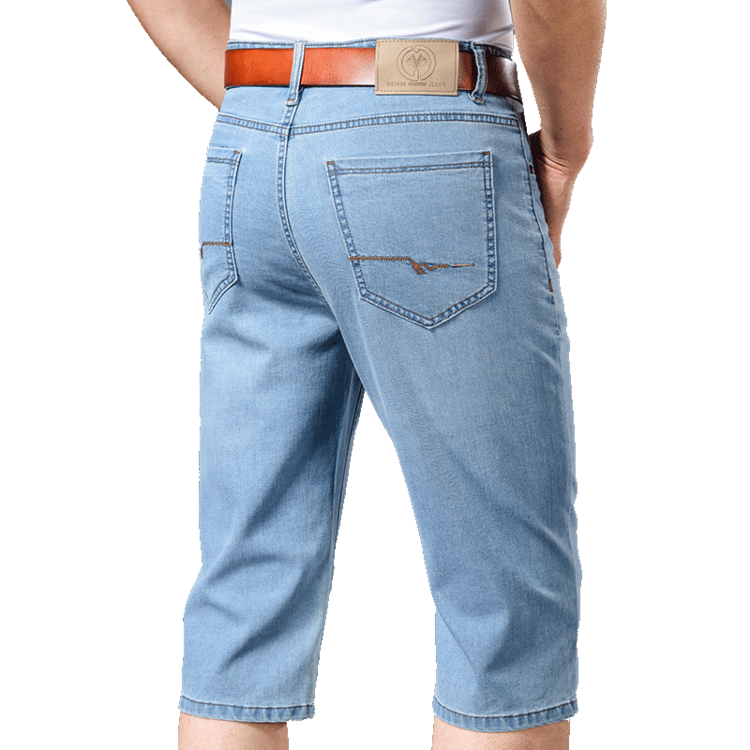 Summer thin men's denim shorts, men's casual loose ice silk straight pants pants pants pants