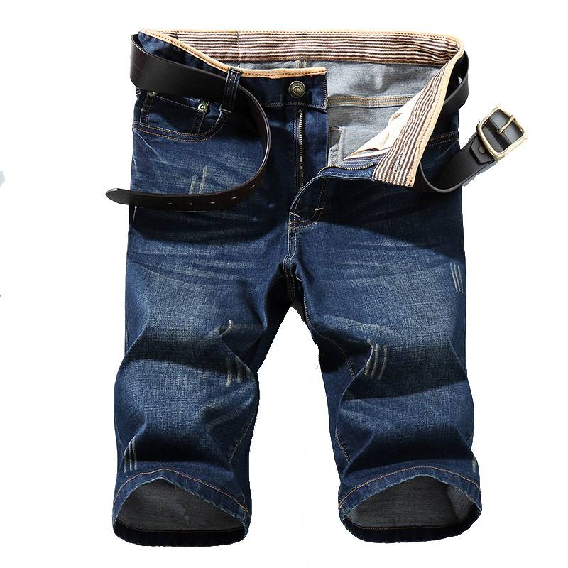 2024 new summer thin denim shorts, men's elastic pork pants pants loose straight pants trendy pants