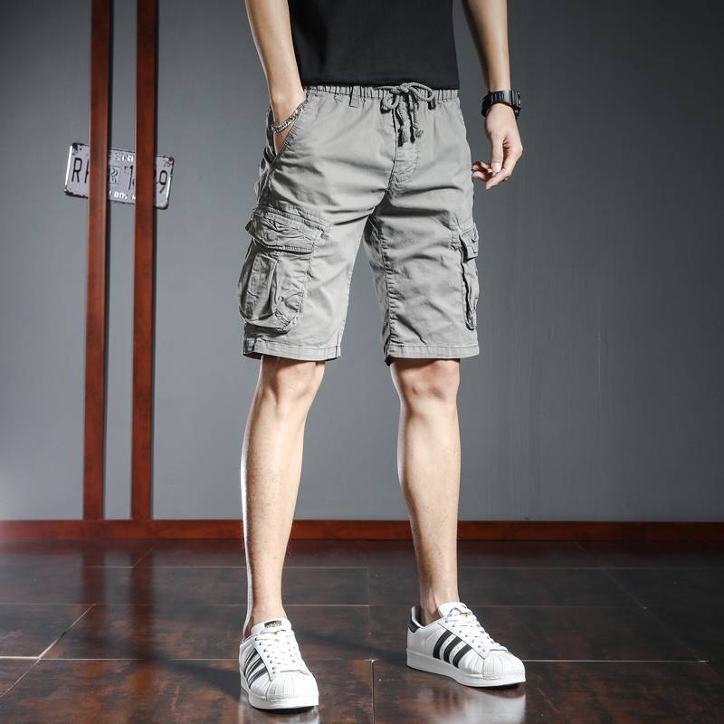 Men's shorts pants pants workers O loose cotton casual trend in summer 5 points of horse pants multi -bag outdoor camouflage