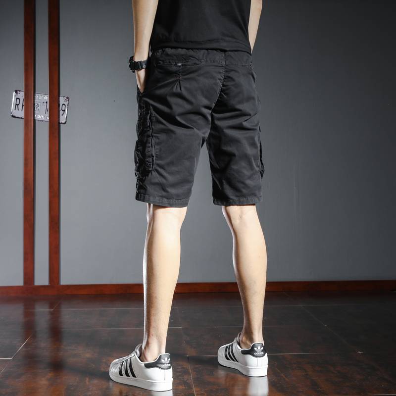 Men's shorts pants pants workers O loose cotton casual trend in summer 5 points of horse pants multi -bag outdoor camouflage