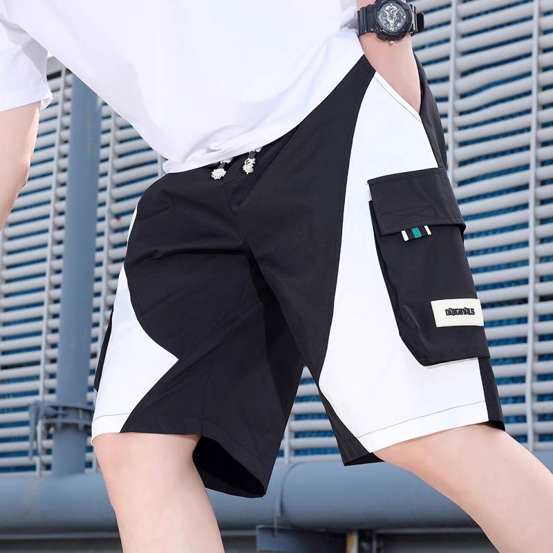 Worker pants Men's summer sports thin straight -up shorts shorts, teenagers loose, versatile casual tide brand five -point horse pants
