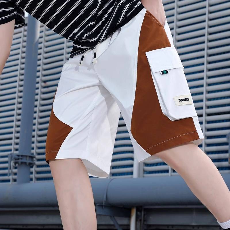 Worker pants Men's summer sports thin straight -up shorts shorts, teenagers loose, versatile casual tide brand five -point horse pants