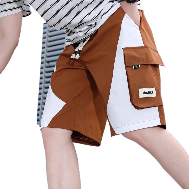 Worker pants Men's summer sports thin straight -up shorts shorts, teenagers loose, versatile casual tide brand five -point horse pants
