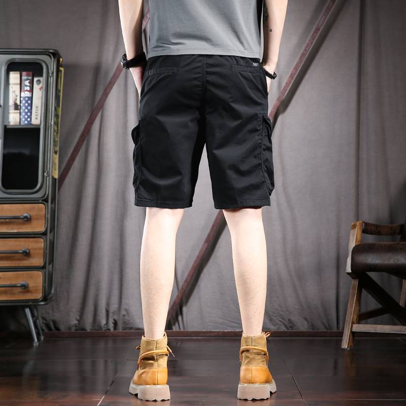 Summer workers shorts, men's tide brand slim -fitting youth pants, pants, cotton outdoor multi -bags of locomotive horse pants men