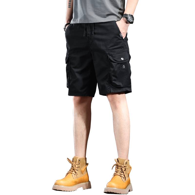 Summer workers shorts, men's tide brand slim -fitting youth pants, pants, cotton outdoor multi -bags of locomotive horse pants men