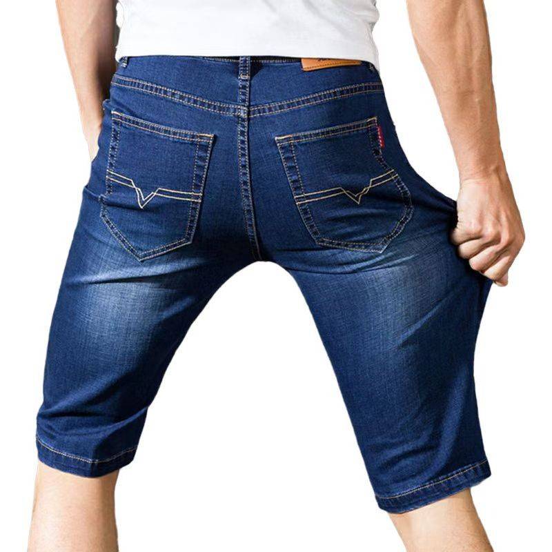 Summer thin men's denim shorts, men's five -point casual denim pants, male loose straight pants pants pants