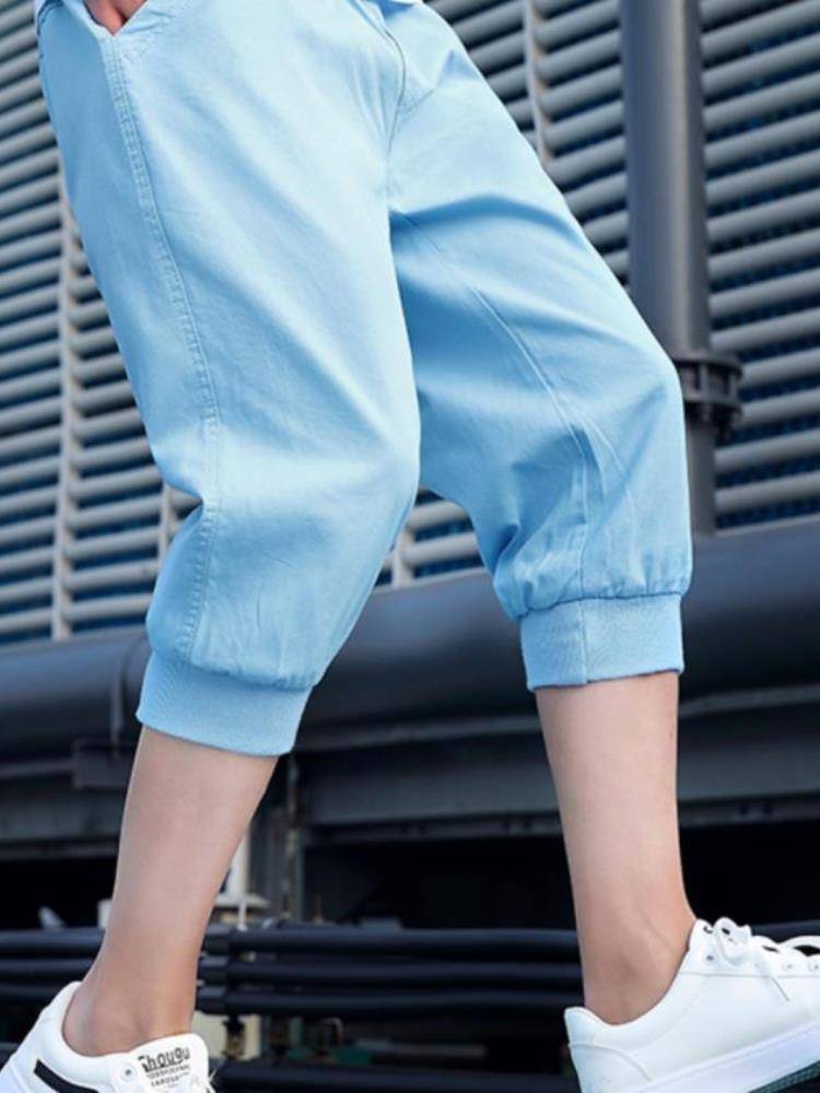 Genuine Tibon Men's Summer Casual Sports Short Speaking Shoppot Cotton Pure Cotton Haron Pants Pass Pot Foot Horse Pants Young