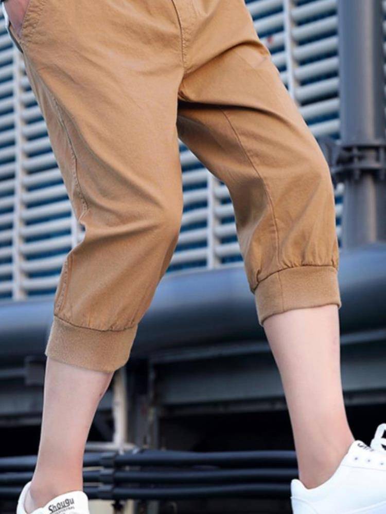 Genuine Tibon Men's Summer Casual Sports Short Speaking Shoppot Cotton Pure Cotton Haron Pants Pass Pot Foot Horse Pants Young