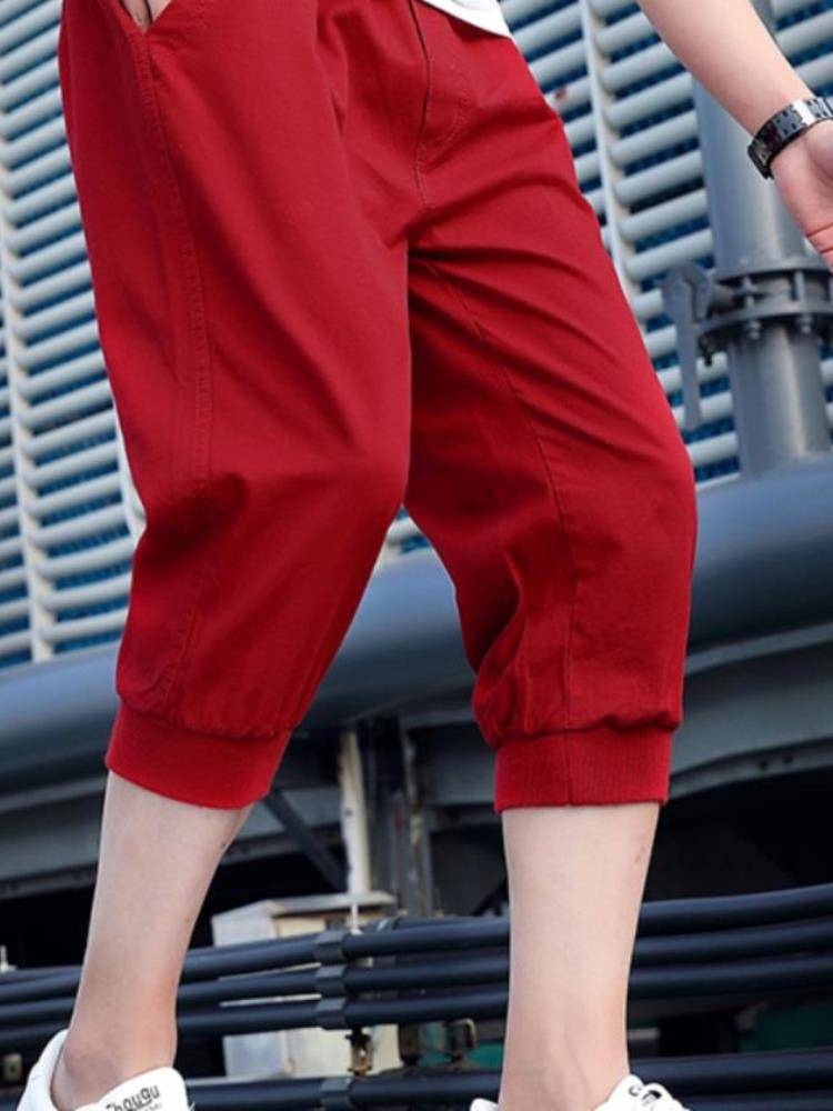 Genuine Tibon Men's Summer Casual Sports Short Speaking Shoppot Cotton Pure Cotton Haron Pants Pass Pot Foot Horse Pants Young