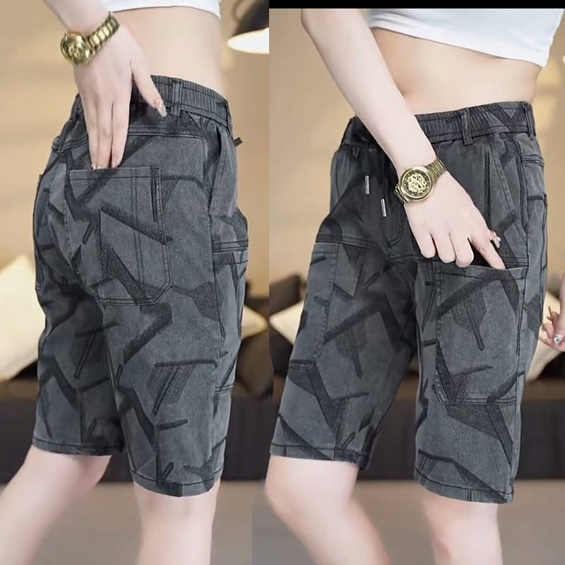 Summer blooming 7 -point sports shorts Men's trend fashion casual sediment horse pants thin loose straight straight pants