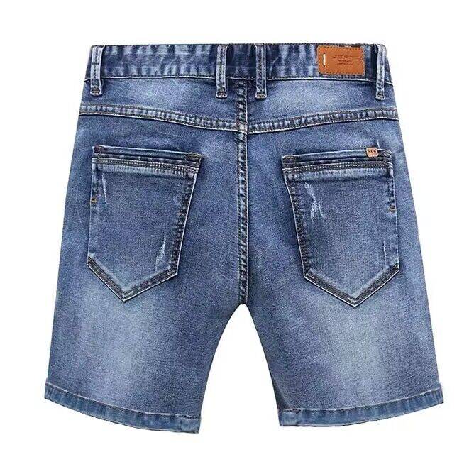 Summer thin elastic three -point denim super shorts men's casual slim penta pants pants mid -pants high bombs
