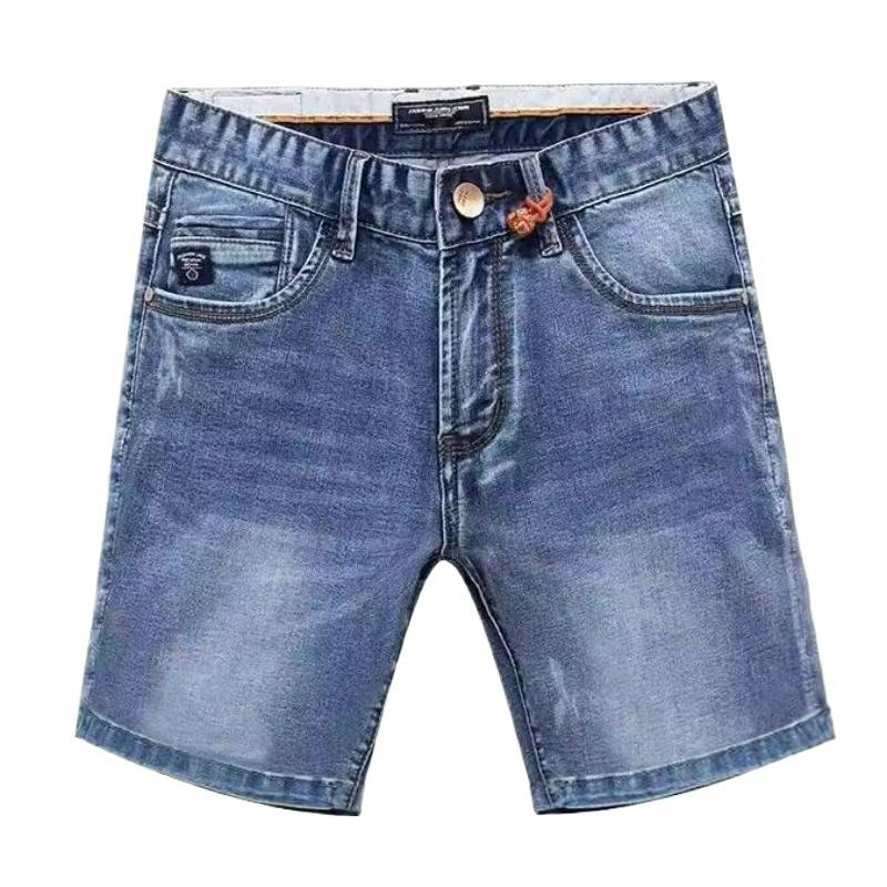 Summer thin elastic three -point denim super shorts men's casual slim penta pants pants mid -pants high bombs
