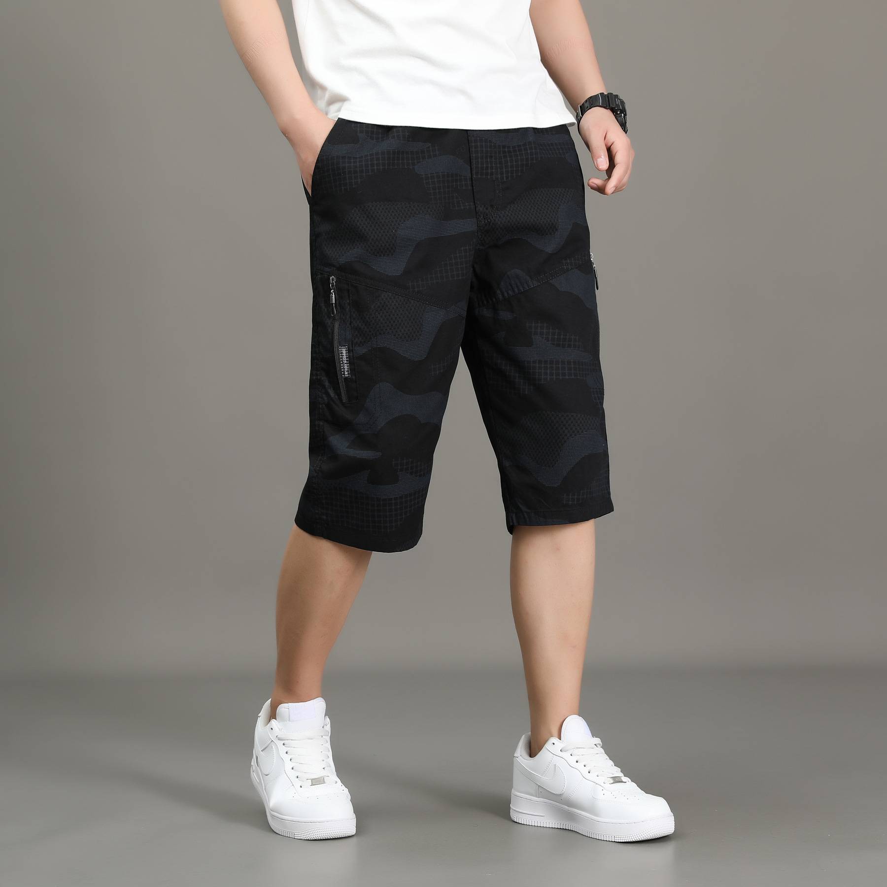 Cotton cotton camouflage shorts, 7 points thin pants 6 men's horses pants 5 pants leisure summer wearing short work pants ~