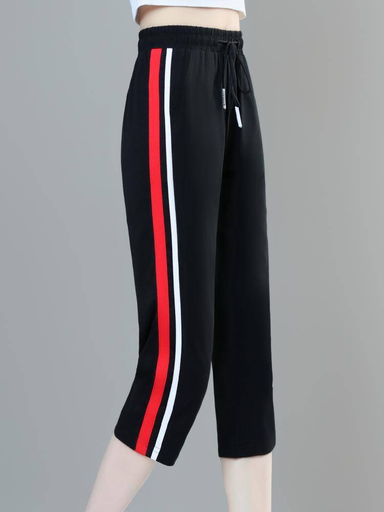 Cotton cotton pants female summer thin 2024 new casual horse pants loose and thin mid pants big size sports pants