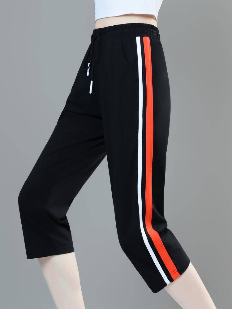 Cotton cotton pants female summer thin 2024 new casual horse pants loose and thin mid pants big size sports pants