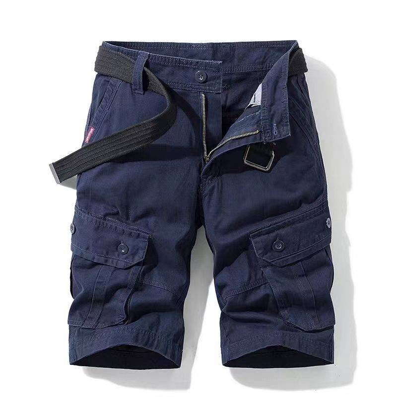 Pure cotton breathable INS5 five -pointed work shorts, men's casual loose straight pocket multiplayer middle -aged pants sand horse pants