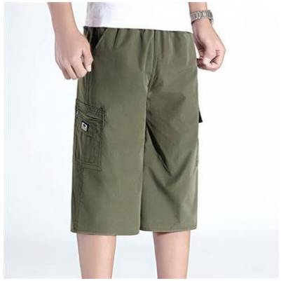 Large -size cotton casual shorts men's loose seven -point pants mid -pants summer thin workmanship horse pants sandy beach pants pants