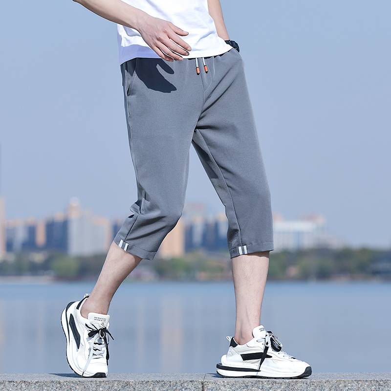 Men's shorts in summer, thin cropped cropped pants loose straight sporty sporty trend, pants casual wild tide brand handsome horse pants