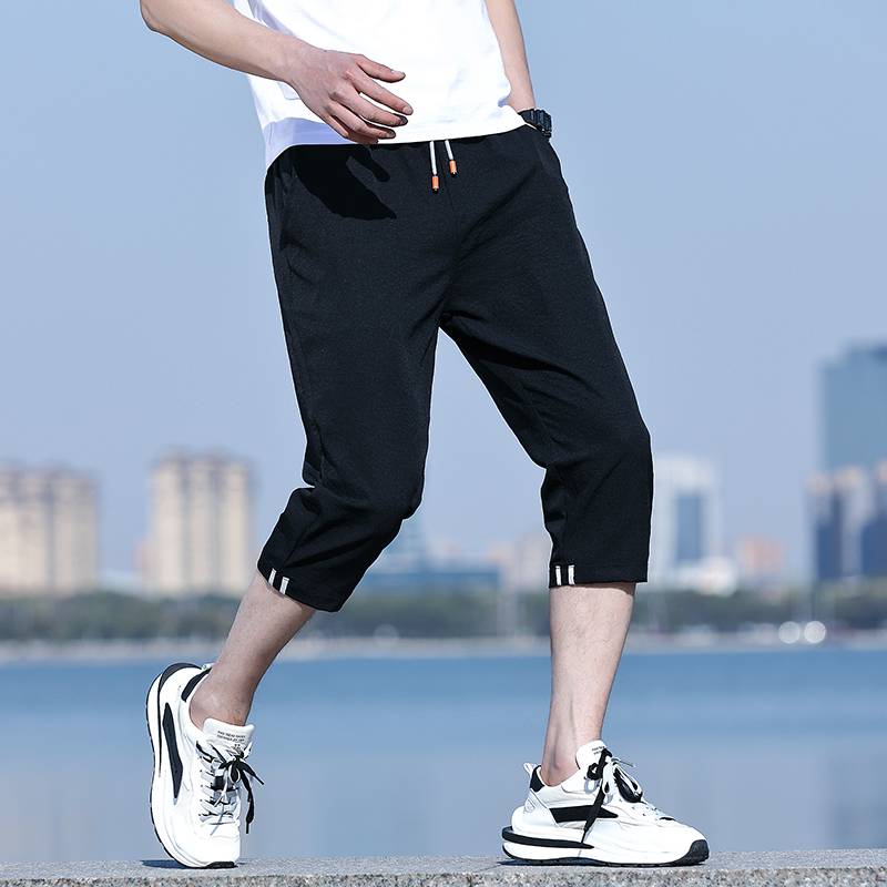 Men's shorts in summer, thin cropped cropped pants loose straight sporty sporty trend, pants casual wild tide brand handsome horse pants