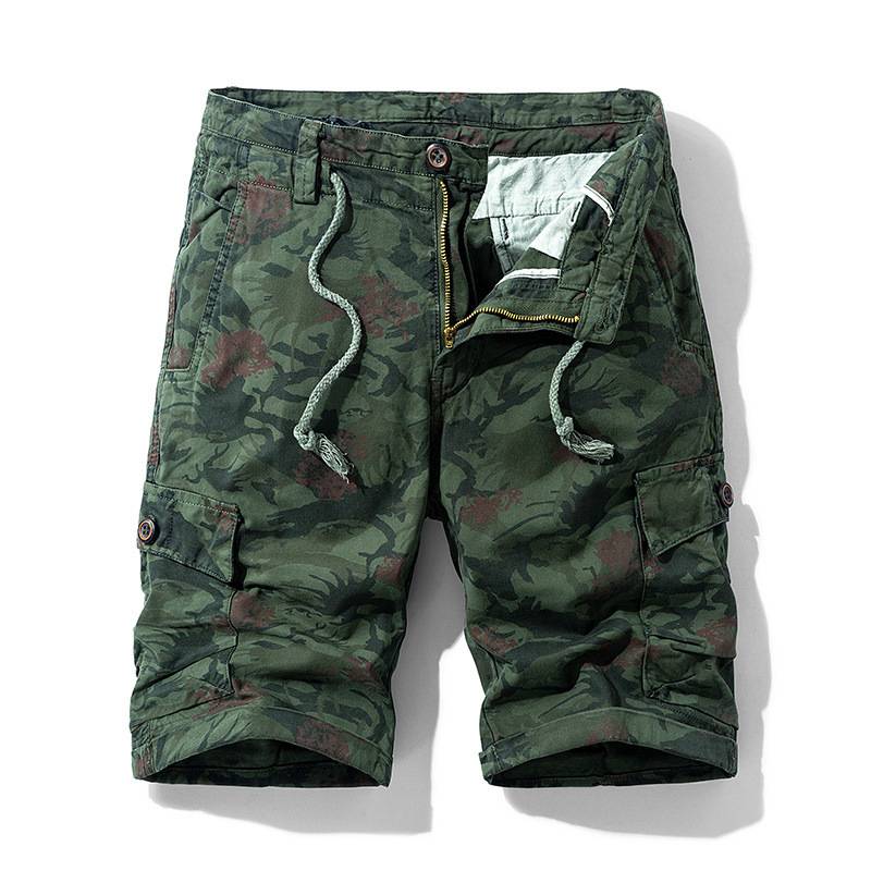 Beach casual pants pants men's multi -pocket workers shorts and shorts cotton casual pants camouflage straight tube horse pants wear resistance resistance