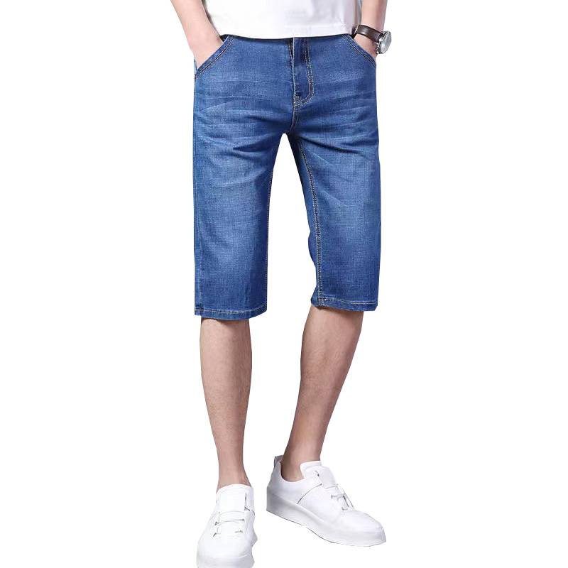 Summer bomb KAZ lime denim shorts men's leisure half -middle -aged horse pants men's clothing intercept puzzle new style and loose