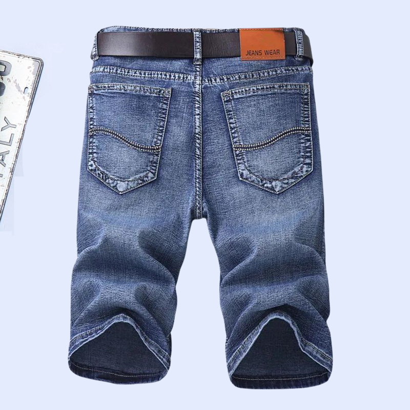 Denim shorts men's summer thin loose pork pants, pants, pants, straight dry, wearing elastic leisure criminal pants