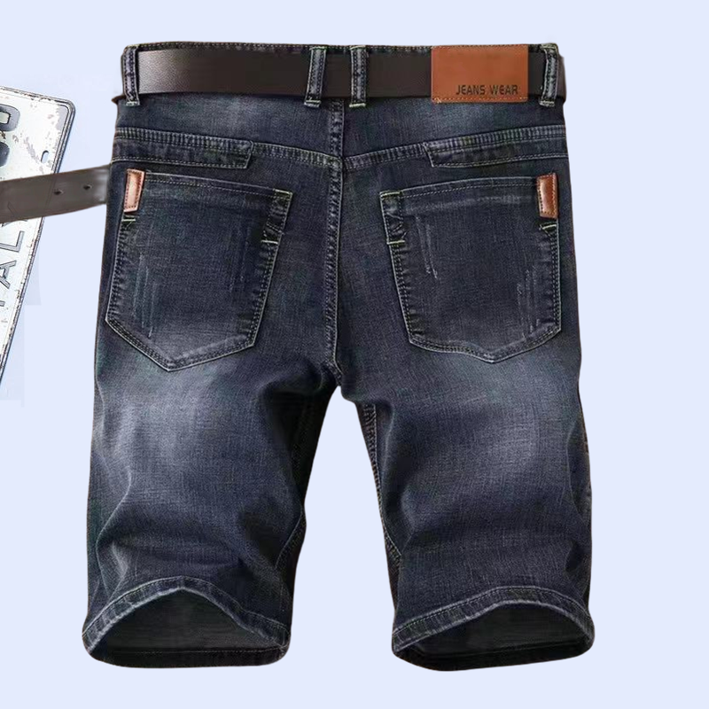 Denim shorts men's summer thin loose pork pants, pants, pants, straight dry, wearing elastic leisure criminal pants