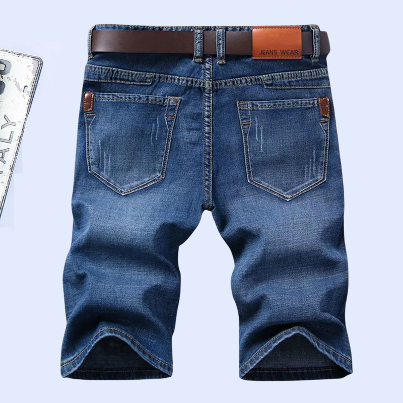 Denim shorts men's summer thin loose pork pants, pants, pants, straight dry, wearing elastic leisure criminal pants
