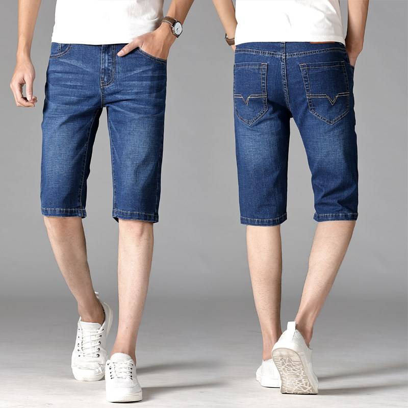 Qi brand authentic elastic denim shorts, men, fat increase fat, pants, summer horse pants penta pants 42