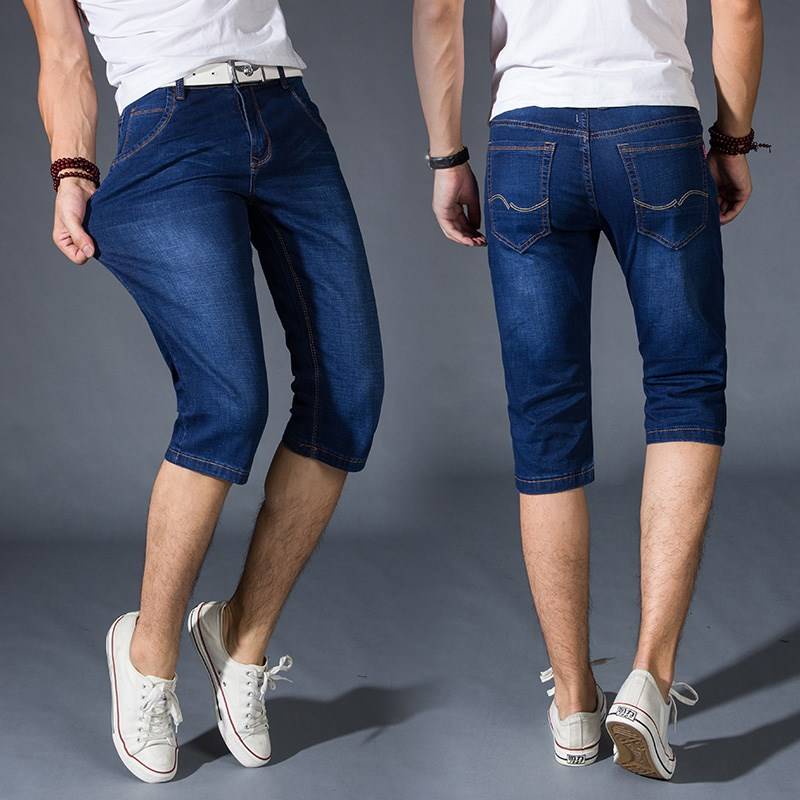 Qi brand authentic elastic denim shorts, men, fat increase fat, pants, summer horse pants penta pants 42