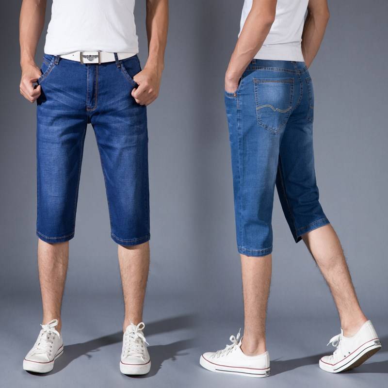 Qi brand authentic elastic denim shorts, men, fat increase fat, pants, summer horse pants penta pants 42