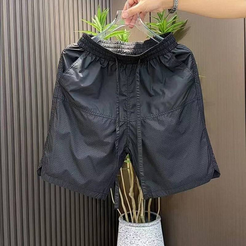 Summer new laser punching, breathable casual shorts Men, simple, fashionable versatile, loose fast dry ice silk pants