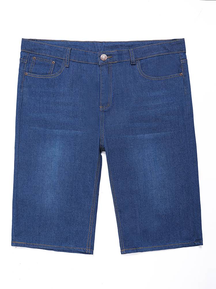 Summer thin denim short pants male loose wide -leg pants pants elastic high waist deep crotch middle 7 points middle pants horse pants