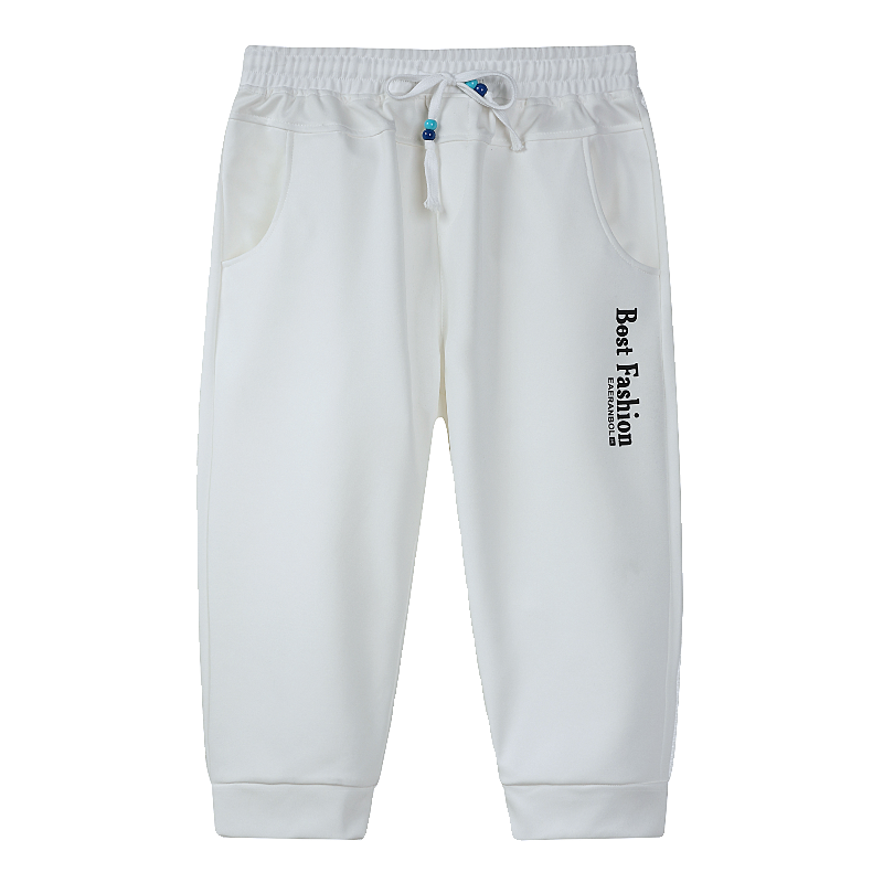 Summer new cropped pants shorts, men's summer leisure slim 7 -point pants Student Korean white sports horse pants