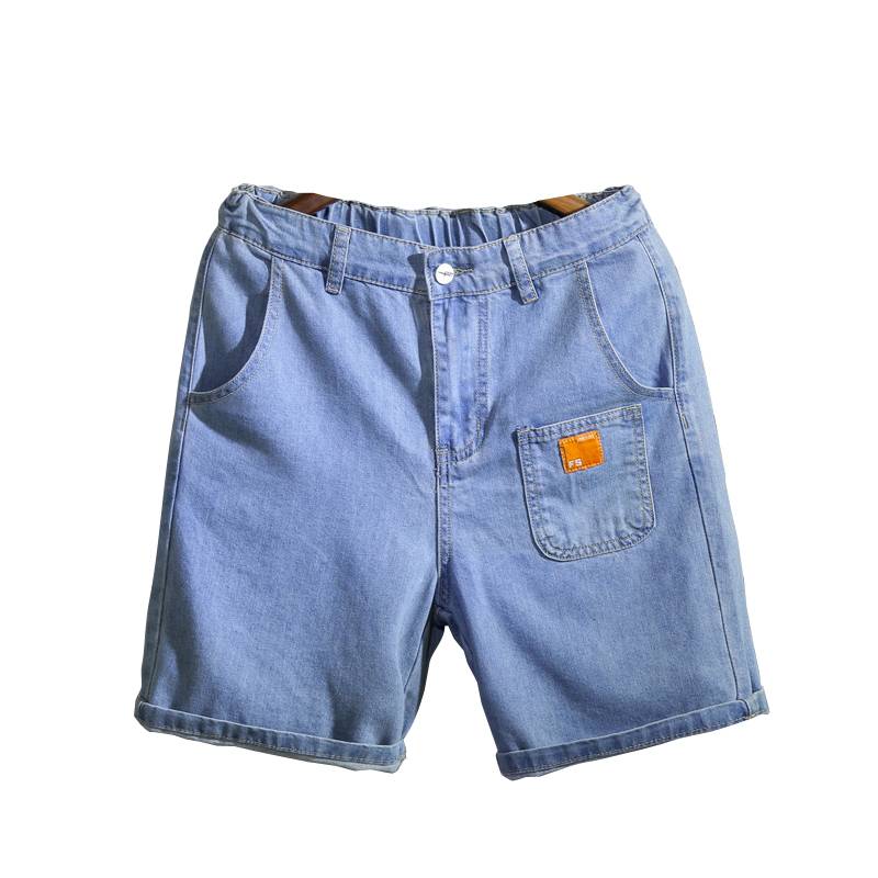 Summer thin denim shorts, men's loose straight pants, fat, increase fat, fat guy trendy casual horse pants
