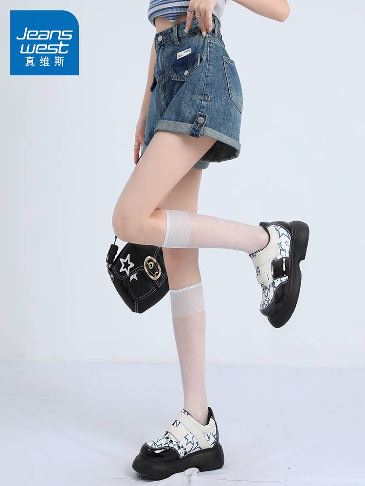 KZ Zhenvis Summer Summer Workers Triple Denim shorts Children Children Casual Pants and Horse Pants Hot Pants Hot Girl Tide