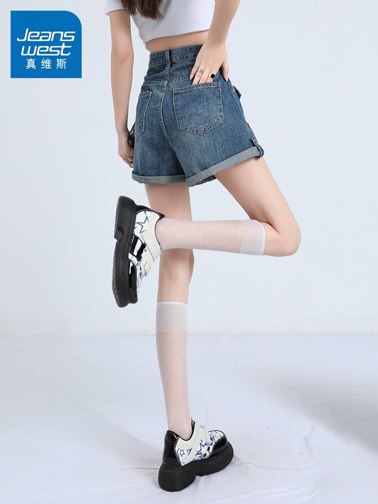 KZ Zhenvis Summer Summer Workers Triple Denim shorts Children Children Casual Pants and Horse Pants Hot Pants Hot Girl Tide