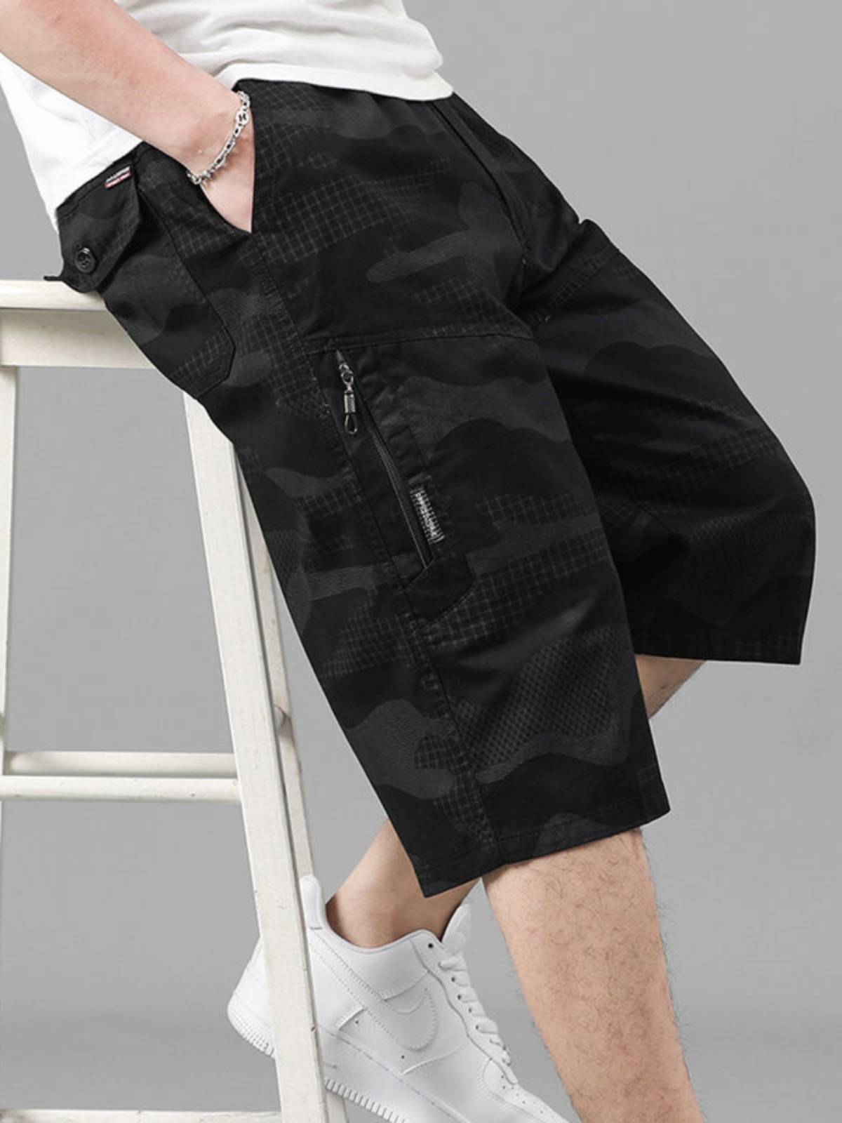 Senma Group men's pure cotton camouflage shorts thin loose large size casual beach shorts summer cropped pants