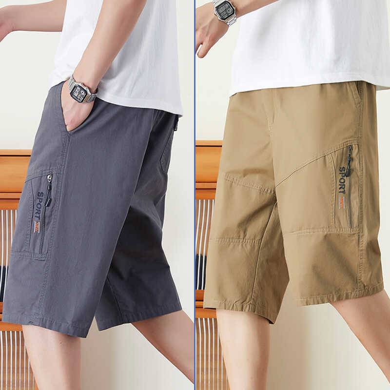 Summer thin leisure workers shorts men's size cotton cotton cotton pants straight pants straight pocket outdoor loose pants