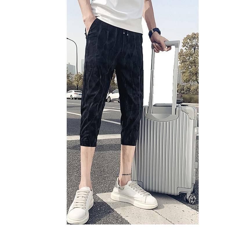 Casual cropped pants men's summer thin models, handsome handsome personality mid -pants slimming eight -footed horses, wearing shorts