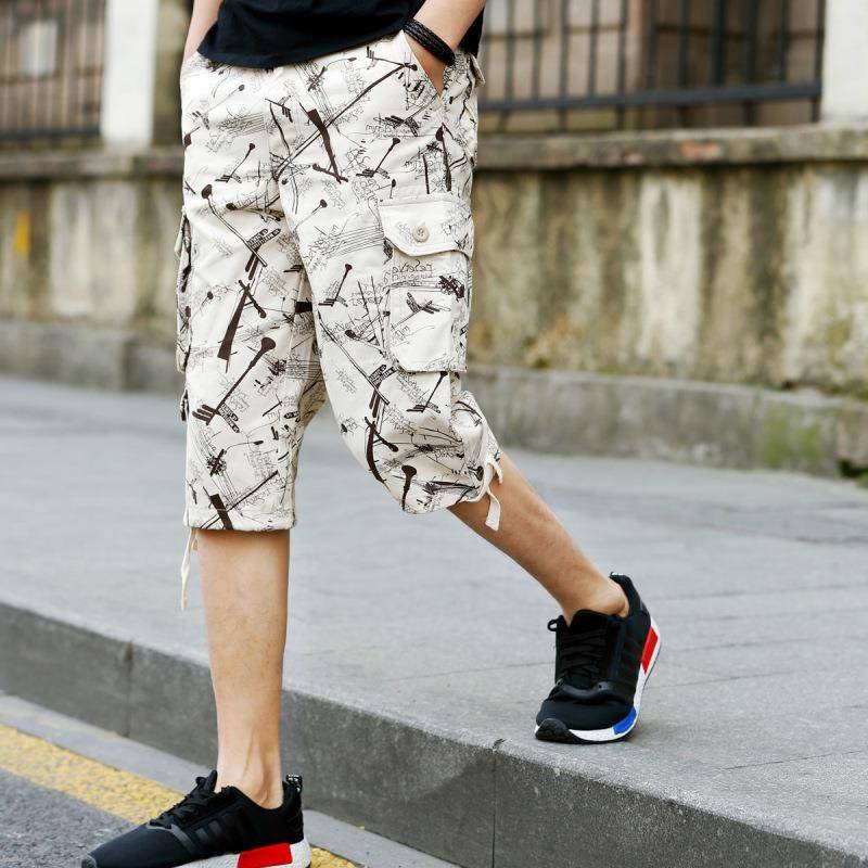2017 Summer men's cropped pants large size men's work pants casual pocket pocket young horse pants beach pants