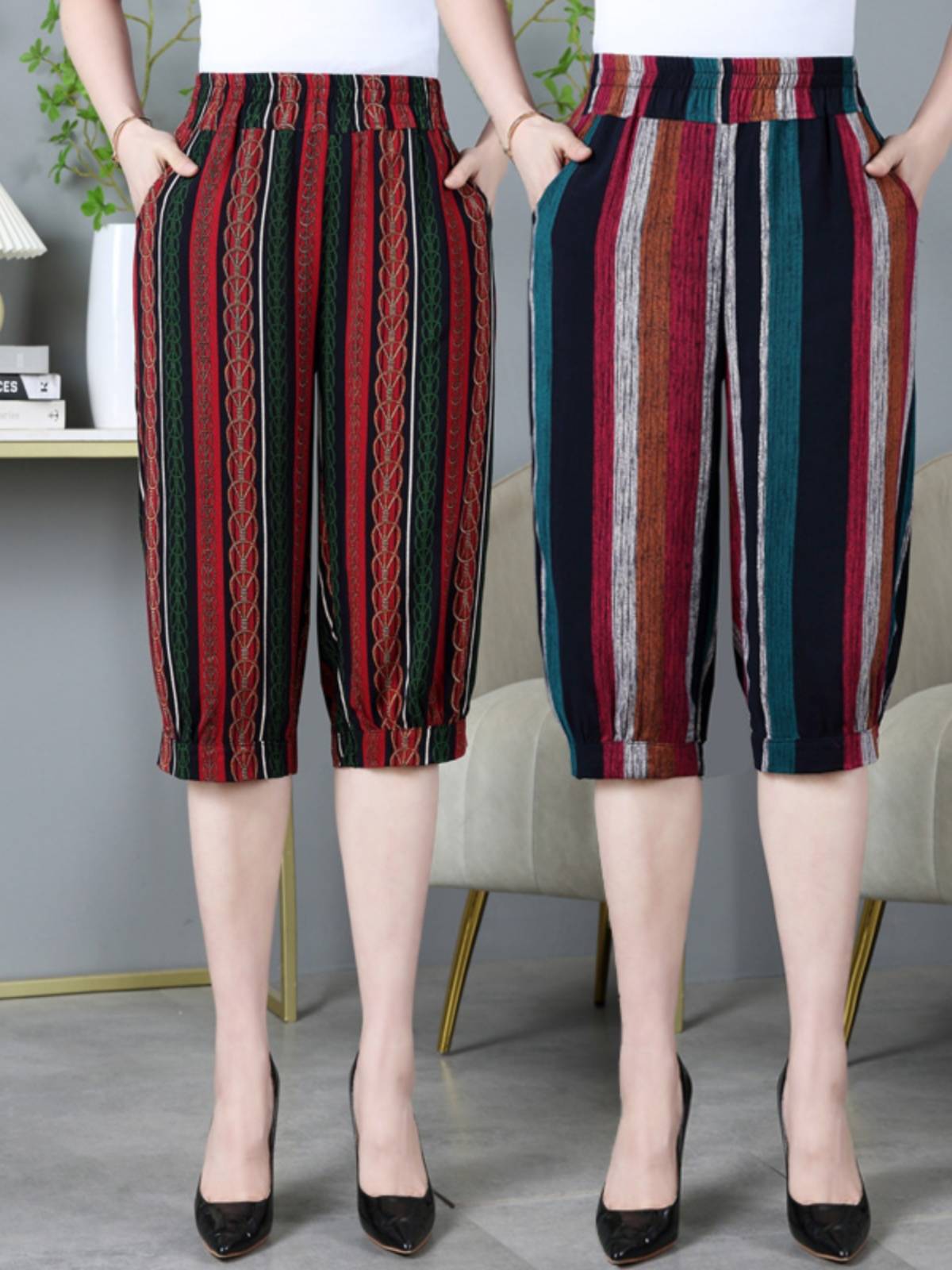 Seven -point pants female summer thin 2024 new cotton and silk casual large size fat mm pants pants pants pants penta shorts