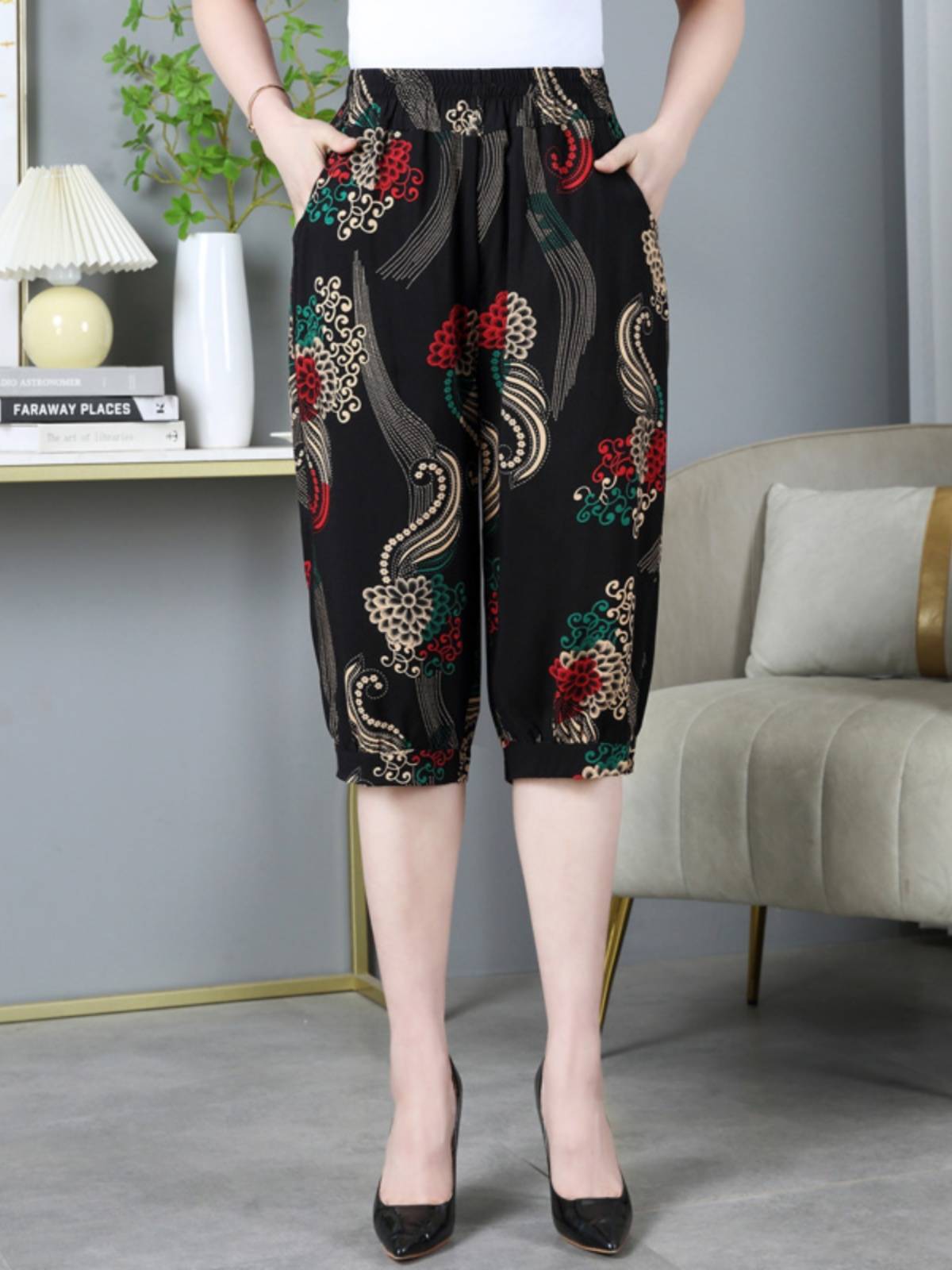 Seven -point pants female summer thin 2024 new cotton and silk casual large size fat mm pants pants pants pants penta shorts