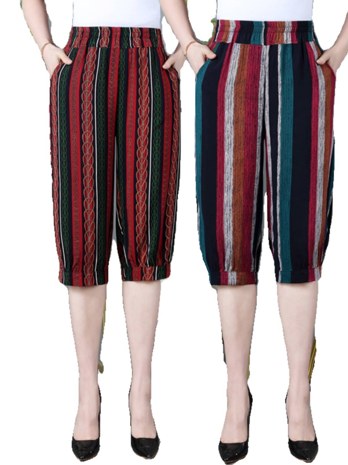 Seven -point pants female summer thin 2024 new cotton and silk casual large size fat mm pants pants pants pants penta shorts