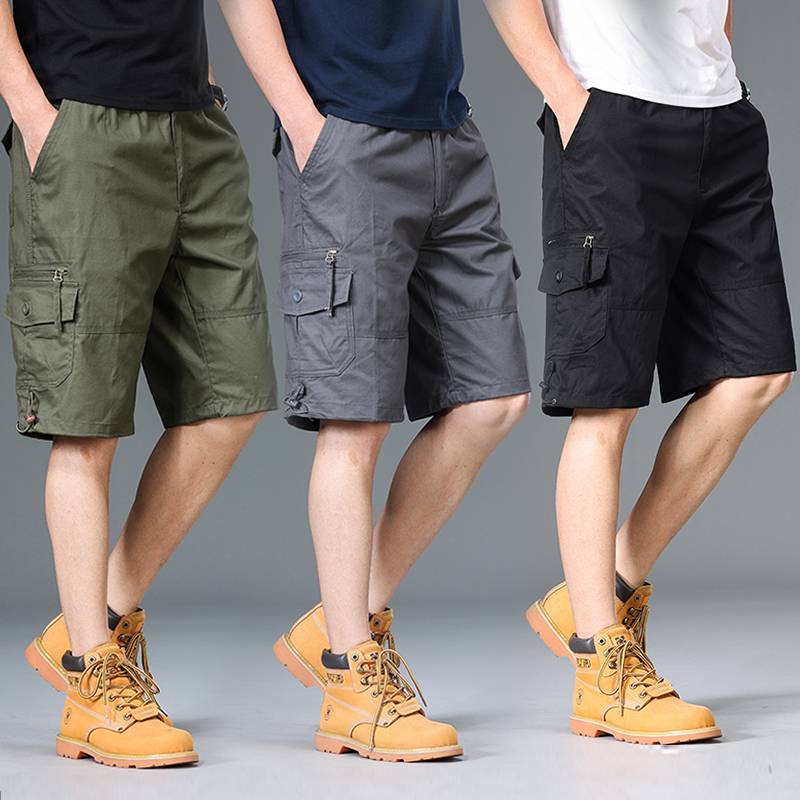 Men's pure cotton shorts Men's summer pants pants loose large -size large -size worker pants multi -pocket straight tube sports pants