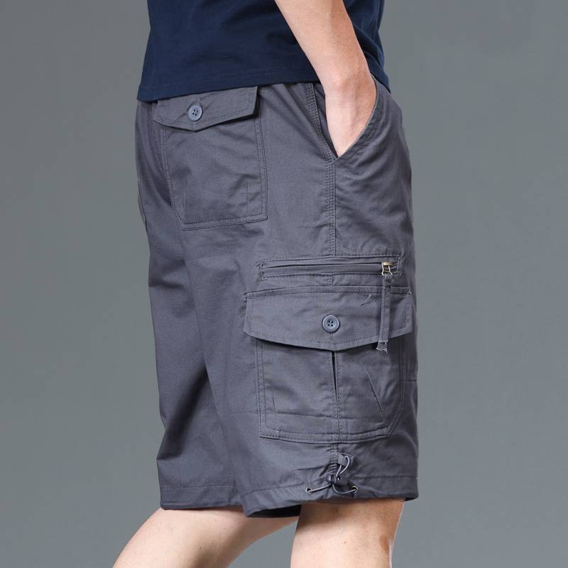 Men's pure cotton shorts Men's summer pants pants loose large -size large -size worker pants multi -pocket straight tube sports pants