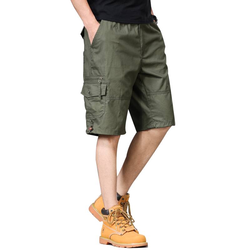 Men's pure cotton shorts Men's summer pants pants loose large -size large -size worker pants multi -pocket straight tube sports pants